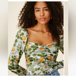 Reformation Sweetzer Silk Top - Orange Grove